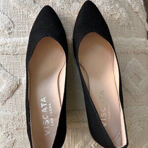 Viscata Barcelona Black Roses Canvas V Cut Espadrille Wedges